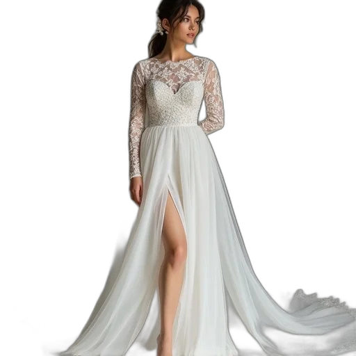 dress, photorealistic, monochrome, long transparent PNG cut-out