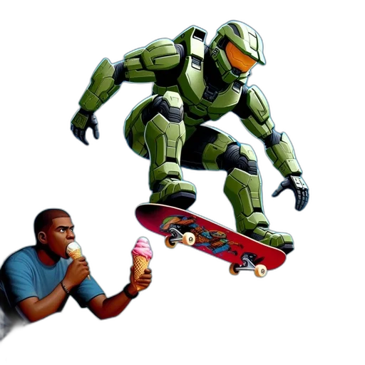 robot, weapon, concept art, pixel art, 3d render, comic book art, man, sits transparent PNG cut-out