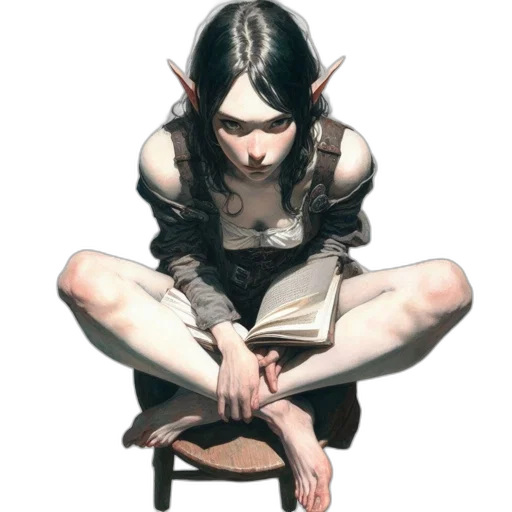 face, staff, creature, concept art, fantasy art, comic book art, photorealistic, elfin-eared transparent PNG cut-out
