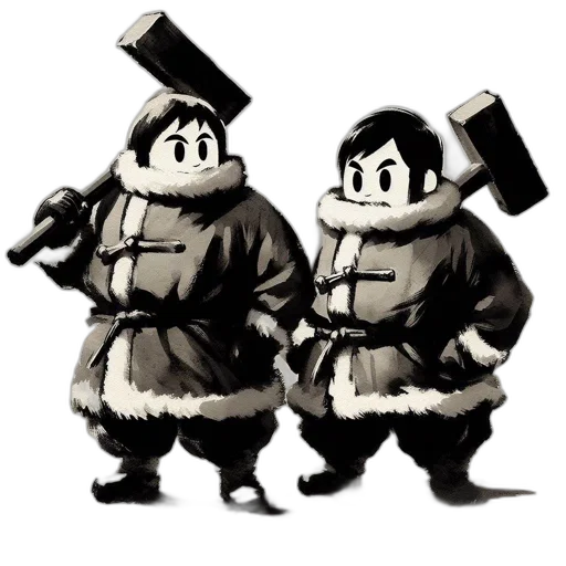 jacket, staff, concept art, cartoon, 3d render, pixel art, snow, monochrome transparent PNG cut-out