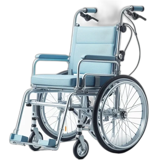 furniture, 3d render, photorealistic, concept art, light, blue, wheelchair, detachable transparent PNG cut-out