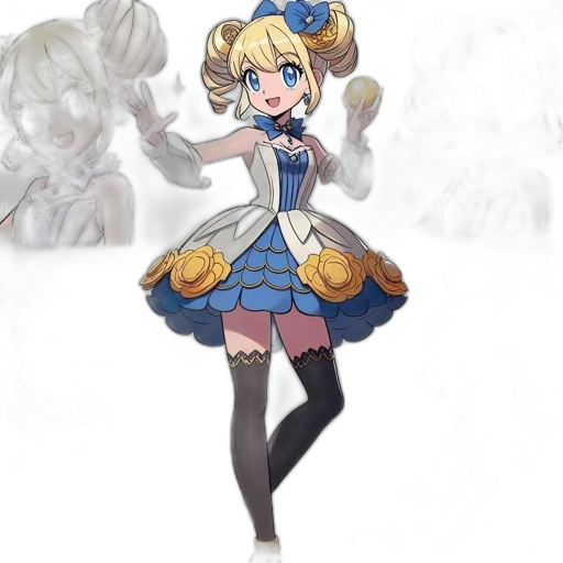 dress, staff, crown, mask, anime, concept art, fantasy art, pixel art transparent PNG cut-out