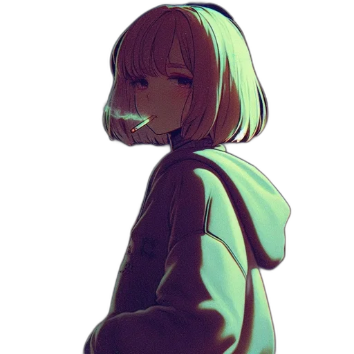 jacket, mask, face, creature, anime, vaporwave, watercolor, concept art transparent PNG cut-out
