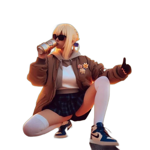 jacket, food, weapon, bottle, 3d render, cyberpunk, concept art, pixel art transparent PNG cut-out