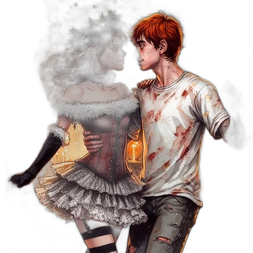 dress, fantasy art, concept art, watercolor, anime, fire, fog, outer space transparent PNG cut-out