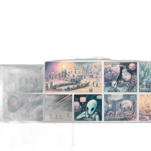concept art, watercolor, fog, outer space, pastel, collection, vividly, colored transparent PNG cut-out