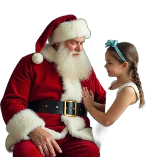 photorealistic, vintage, photograph, man, dressed, santa, claus, holding transparent PNG cut-out