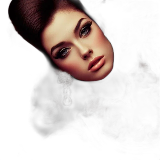hair, face, photorealistic, fantasy art, 3d render, concept art, fog, fire transparent PNG cut-out