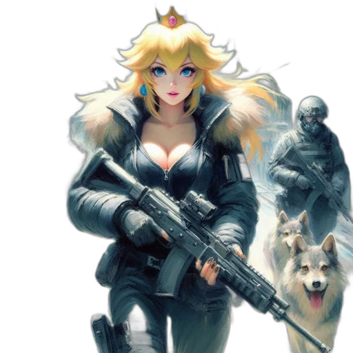 weapon, animal, concept art, pixel art, anime, fantasy art, blonde, female transparent PNG cut-out