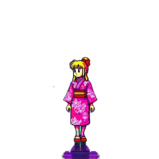 staff, dress, weapon, robot, pixel art, vaporwave, anime, cartoon transparent PNG cut-out
