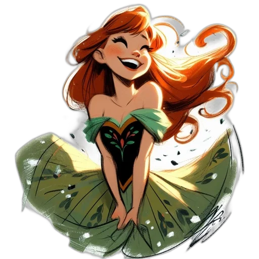 dress, concept art, watercolor, fantasy art, cartoon, underwater, green, young transparent PNG cut-out