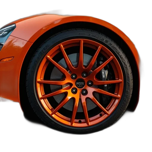 car, 3d render, photorealistic, orange, wheel, rims, all, cars transparent PNG cut-out