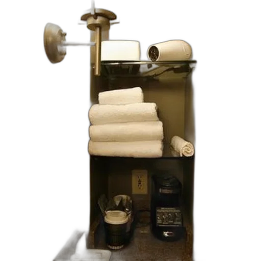 furniture, bottle, robot, staff, 3d render, photorealistic, bathroom, towels transparent PNG cut-out