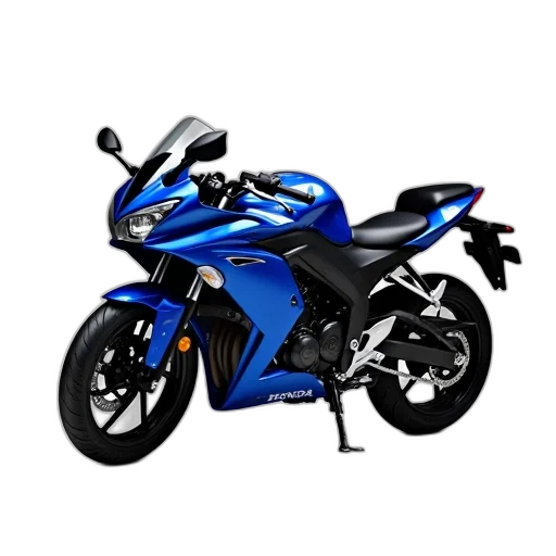 photorealistic, 3d render, concept art, cartoon, blue, black, motorcycle, brand transparent PNG cut-out