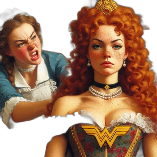 jewelry, comic book art, fantasy art, concept art, photorealistic, two, women, pose transparent PNG cut-out