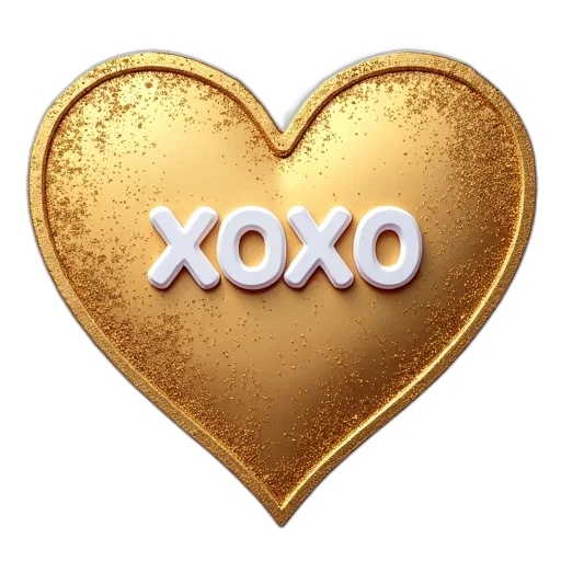 jewelry, golden, heart-shaped, sticker, glittery, background, word, xoxo transparent PNG cut-out