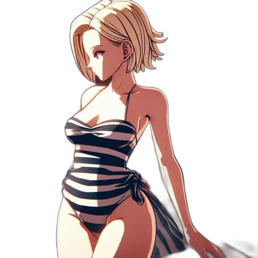 dress, comic book art, cartoon, concept art, anime, beach, monochrome, dark transparent PNG cut-out