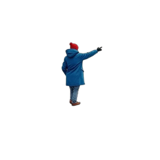 umbrella, jacket, hat, staff, 3d render, pixel art, concept art, snow transparent PNG cut-out