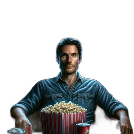 food, concept art, photorealistic, comic book art, pixel art, man, sits, alone transparent PNG cut-out