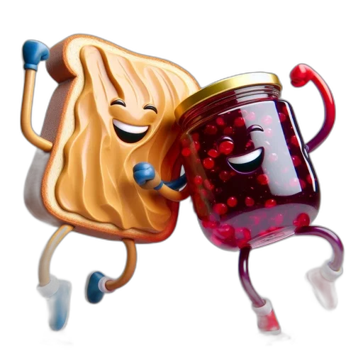 food, concept art, 3d render, pixel art, two, animated, items, smiling transparent PNG cut-out
