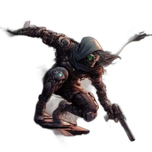 creature, mask, robot, staff, concept art, fantasy art, pixel art, 3d render transparent PNG cut-out