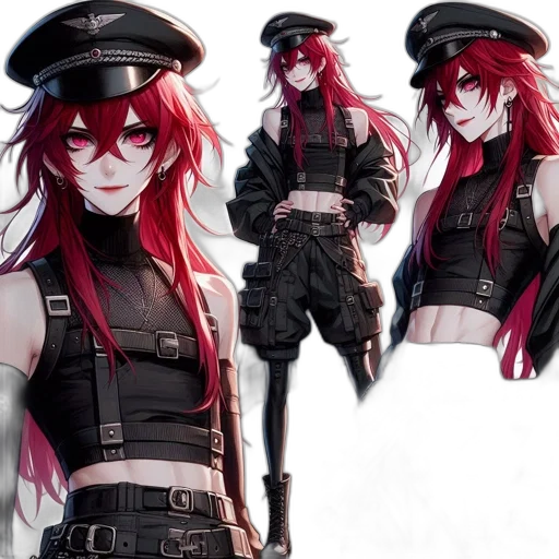 weapon, staff, hat, concept art, anime, pixel art, cyberpunk, red transparent PNG cut-out