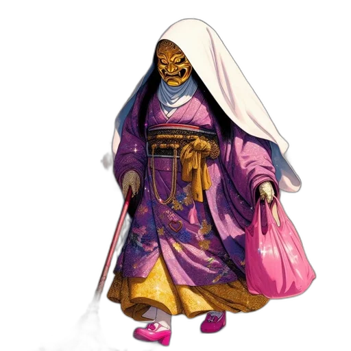 mask, staff, dress, jewelry, concept art, fantasy art, 3d render, pixel art transparent PNG cut-out
