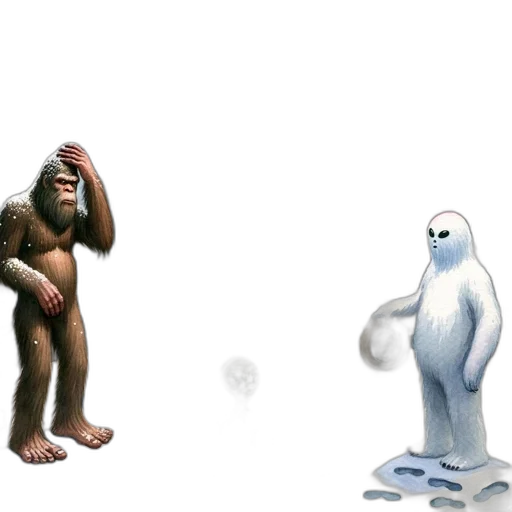 creature, animal, concept art, 3d render, pixel art, fantasy art, snow, fog transparent PNG cut-out