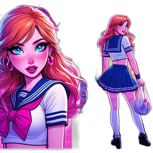 concept art, comic book art, anime, cartoon, neon lights, neon, pastel, colorful transparent PNG cut-out