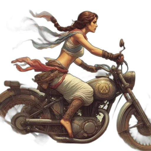 weapon, concept art, comic book art, fantasy art, photorealistic, earth tones, golden, woman transparent PNG cut-out