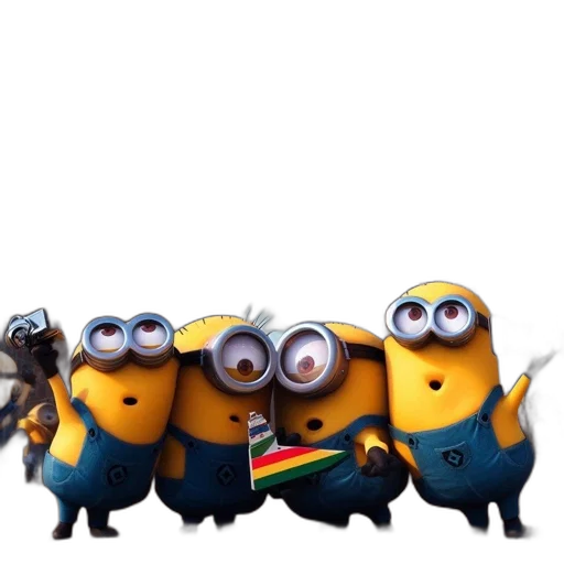 staff, concept art, 3d render, cartoon, minion, characters, pose, selfie transparent PNG cut-out