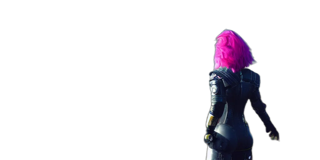jacket, mask, hair, weapon transparent PNG cut-out