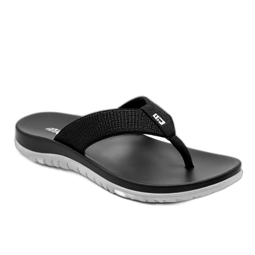 shoes, 3d render, monochrome, black, flip-flop, woven, pattern, white transparent PNG cut-out