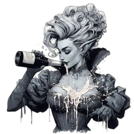 crown, dress, fantasy art, concept art, comic book art, pixel art, monochrome, dark transparent PNG cut-out