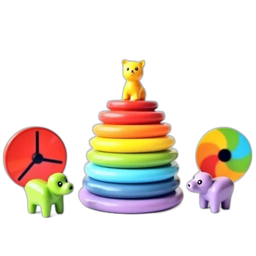 hat, animal, 3d render, concept art, colorful, neon, pastel, set transparent PNG cut-out