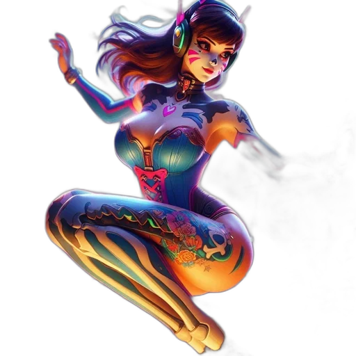 comic book art, concept art, fantasy art, cyberpunk, neon lights, neon, colorful, vibrant transparent PNG cut-out
