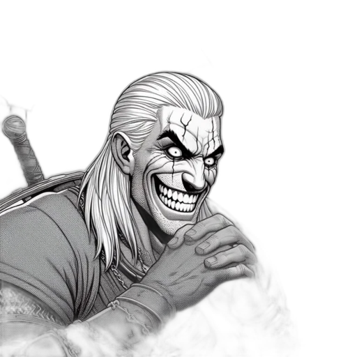 creature, weapon, face, mask, comic book art, concept art, fantasy art, pencil sketch transparent PNG cut-out