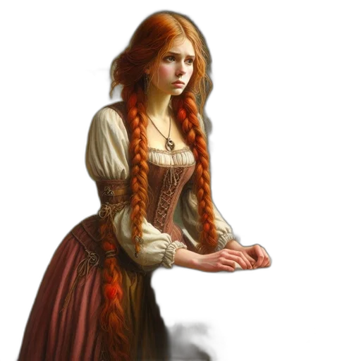 dress, face, jewelry, staff, fantasy art, concept art, photorealistic, oil painting transparent PNG cut-out