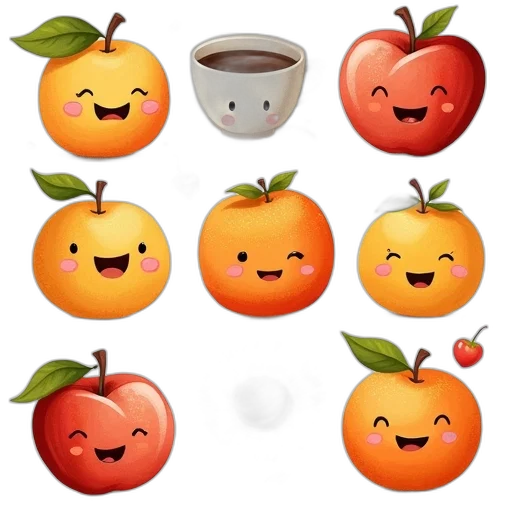 food, concept art, 3d render, colorful, monochrome, collection, anthropomorphic, fruit transparent PNG cut-out