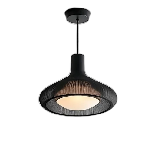 3d render, modern, black, geometrically, shaped, pendant, light, mesh transparent PNG cut-out