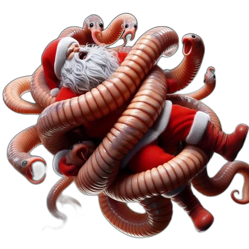 creature, animal, concept art, 3d render, santa, claus, faces, unusual transparent PNG cut-out