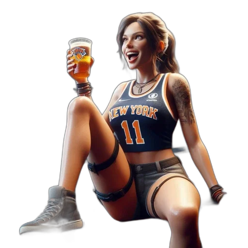 pixel art, concept art, animated, female, character, wearing, jersey, cheers transparent PNG cut-out