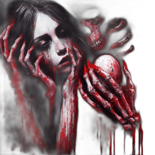 photorealistic, comic book art, fantasy art, concept art, red, dark, eerie, painting transparent PNG cut-out