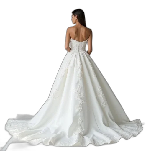 dress, woman, white, wedding, lace, details, long, train transparent PNG cut-out