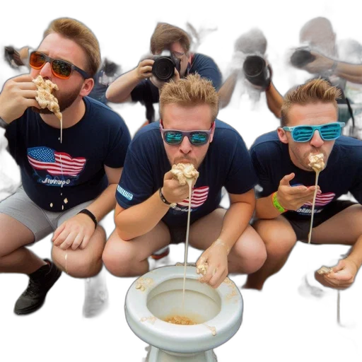 food, staff, 3d render, three, men, matching, blue, shirts transparent PNG cut-out