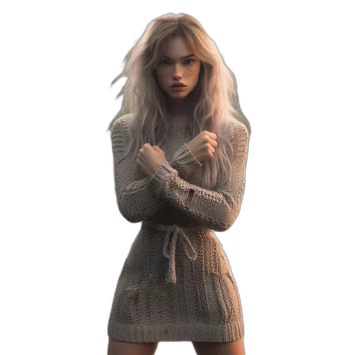 jacket, dress, hair, weapon, concept art, fantasy art, 3d render, photorealistic transparent PNG cut-out
