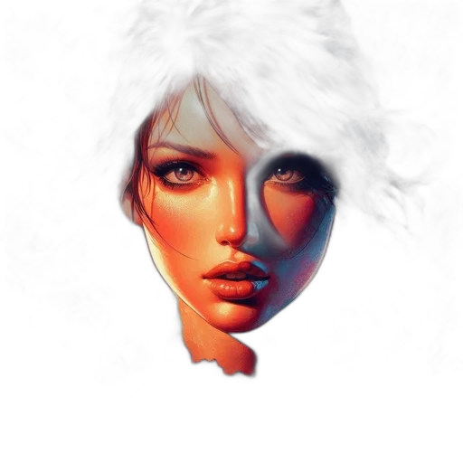 face, mask, robot, hair, photorealistic, fantasy art, concept art, 3d render transparent PNG cut-out