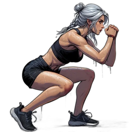 comic book art, concept art, cartoon, watercolor, female, figure, wet, sports transparent PNG cut-out