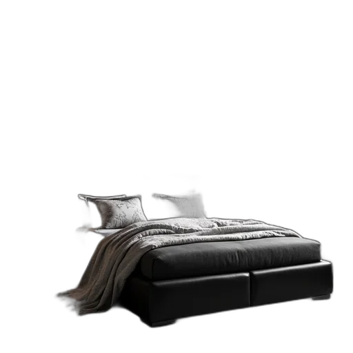 furniture, 3d render, photorealistic, dark, monochrome, black, bedroom, sets transparent PNG cut-out