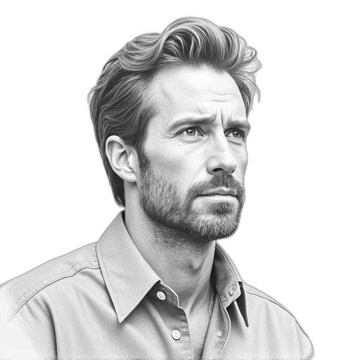 face, jacket, hair, photorealistic transparent PNG cut-out